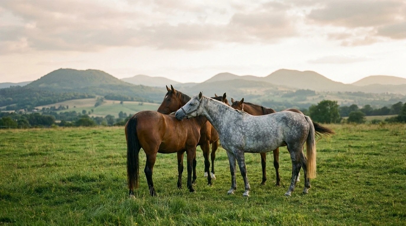 Les chevaux du Equ'yz Nature en liberté, Allier